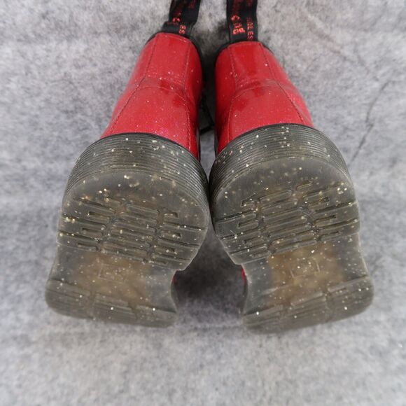 Dr Martens Shoes Kids 3 Boots Cosmic Glitter 1460 Junior Red Lace Up Zip Combat - Picture 12 of 14